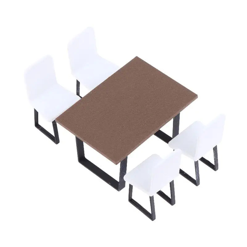1 12 Miniature Dining Table And Chair Set Realistic Wooden Model Furniture For DIY Dollhouse Living Room Setup Decor Vue