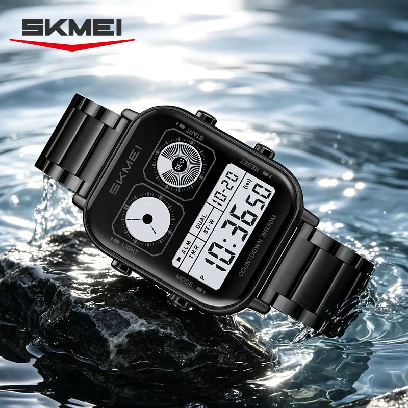 SKMEI 2690 Men's Digital Sport Watch – Waterproof, Stainless Steel Digital Sport Watch Vue