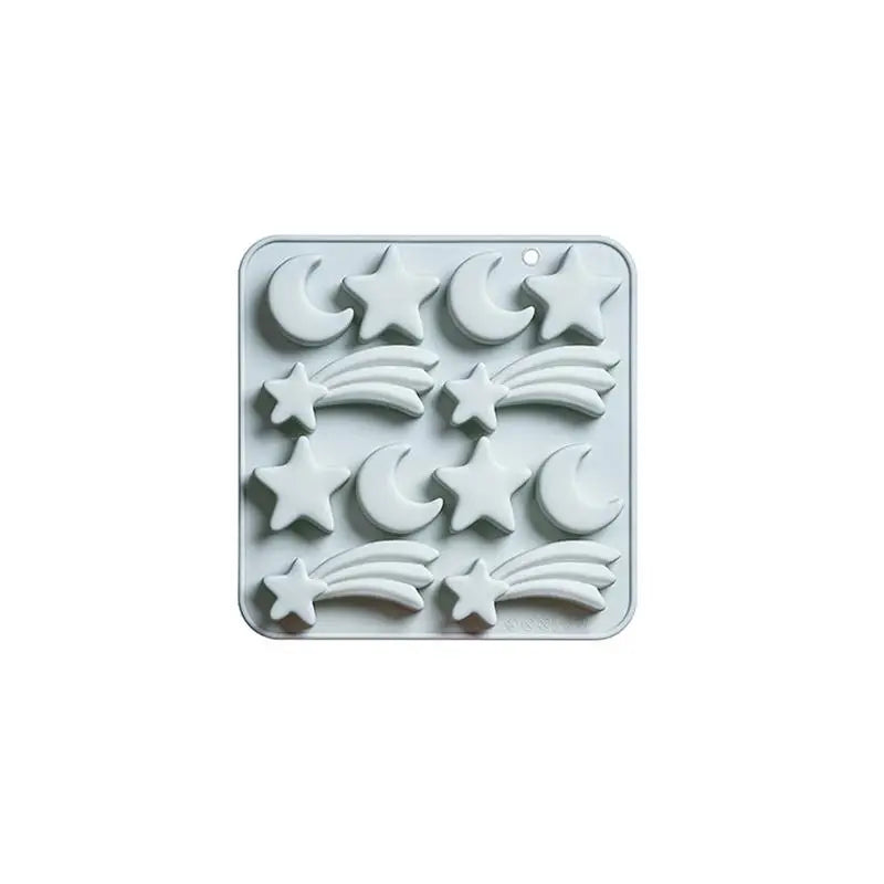 12 Cavity Five-pointed Star Silicone Molds 3d Moon, Meteor, Fondant Candy Chocolate Mould Ice Grid Mold Cake Decor〔CC11〕 Vue Blue