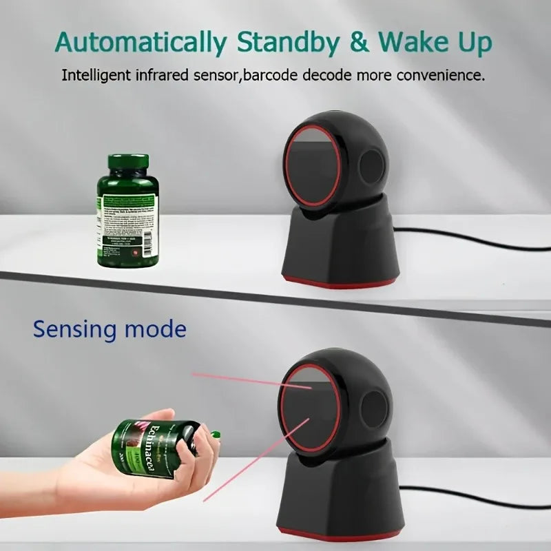 Wired 2D Barcode Scanner Desktop Scanning Platform Auto QR Code Data Matrix PDF417 Bar Code Reader USB For Retail Supermarket Vue