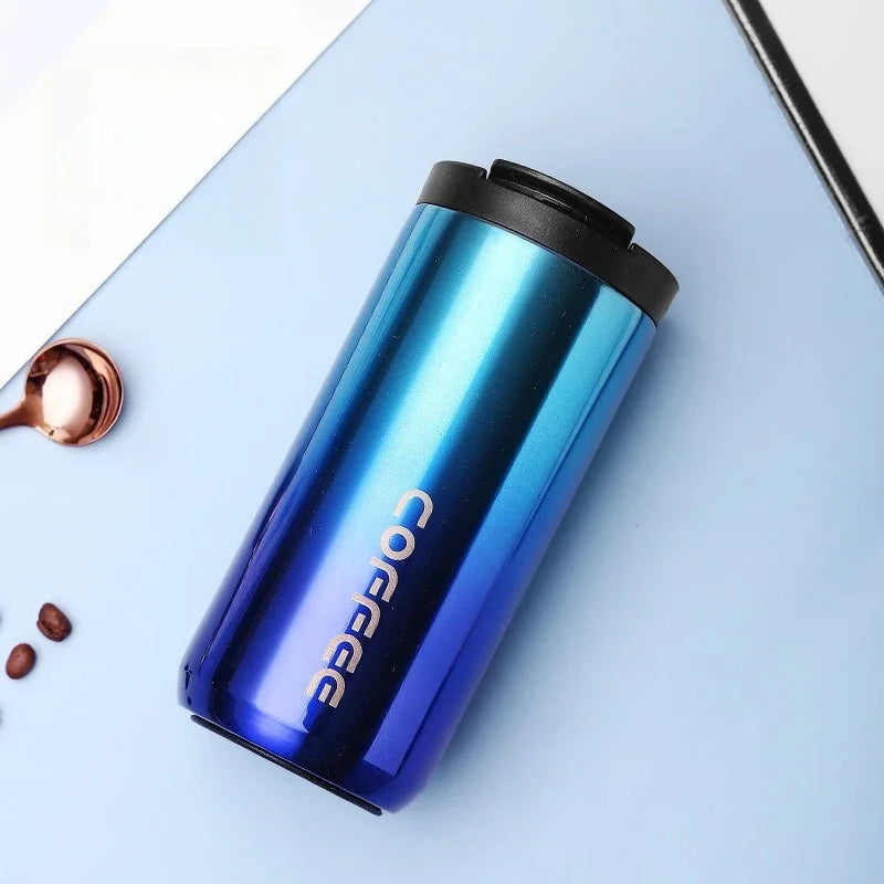 Stainless Steel Insulated Coffee Cup 304 Travel Mug Creative Fashion Design Business Gift Cross Border Car Cup Water Bottle Vue Blue