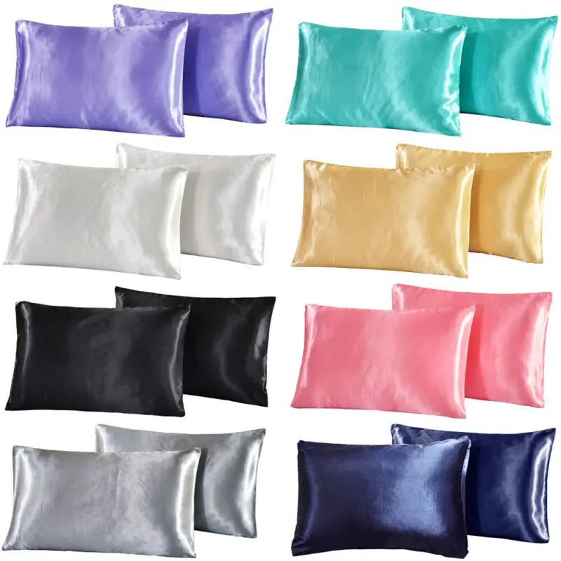 2-piece Pure Emulation Silk Satin Pillowcase Comfortable Pillow Cover Pillowcase For Bed Throw Single Pillow Covers Vue