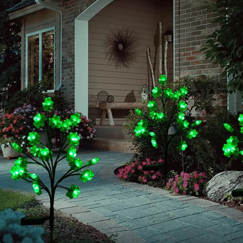St Patricks Day Decorations Shamrock Solar-Powered LED Yard Lights Garden Decor Lamp Waterproof Outdoor Plug Light Vue