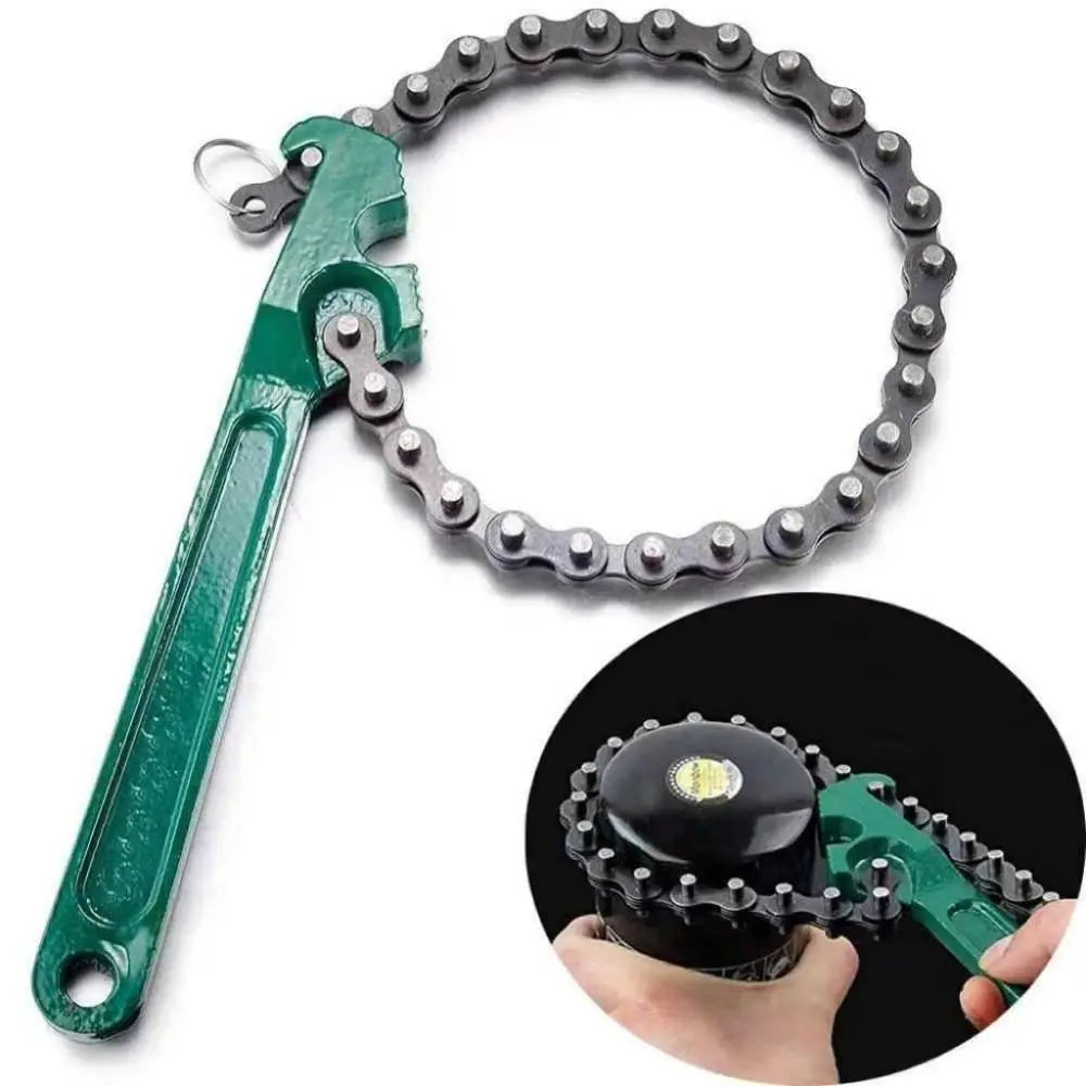 Steel Construction Chain Filter Wrench Heavy Duty Non Slip Oil Filter Wrench Multifunction Tool Ergonomic Handle Vue