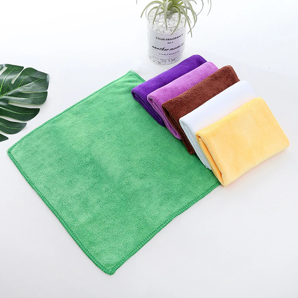 12PCS Colorful Soft Microfiber Hand/Face Towel 30 x 30cm Soft and Thick Pendable Square Towel Fiber Kitchen Cleaning Cloth Vue