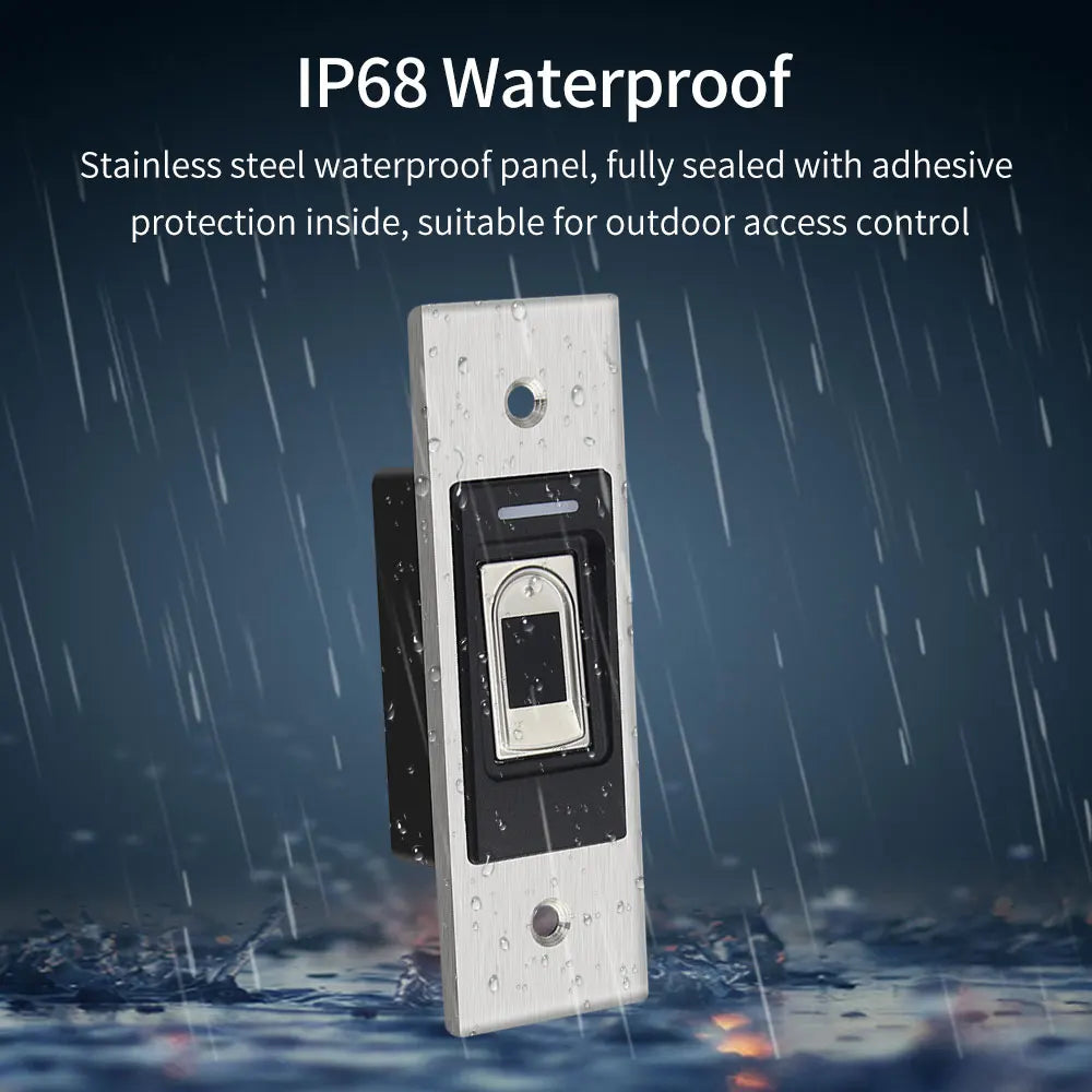 IP68 Waterproof Metal Fingerprint Access Control Keypad Concealed Mounted in Wall Installation Controller Security Door Opener Vue