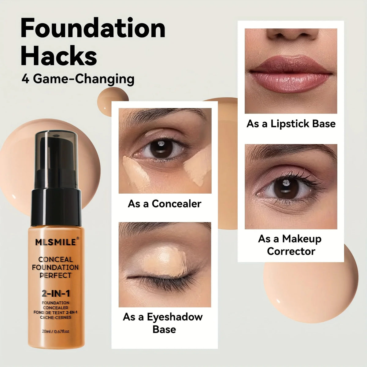 2-In-1 Oil Control Liquid Foundation And Conceal, Full Coverage Long Lasting Waterproof Foundation Makeup Vue