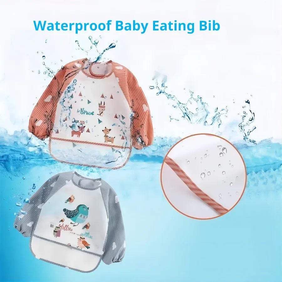 Baby Bib Burp Clothes Eating Smock Infant Toddler 1Pcs Baby Cartoon Long Sleeve Waterproof Art Apron Animal Smock Soft Vue