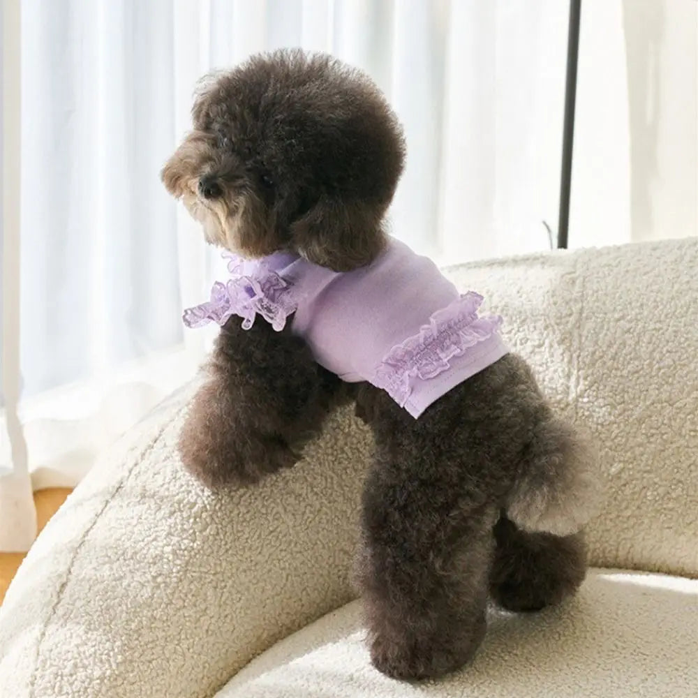Comfortable Lace Pet Summer Vest Soft Breathable Cat Base Skirt Flying Sleeve Dog Clothes Small Animal Vue