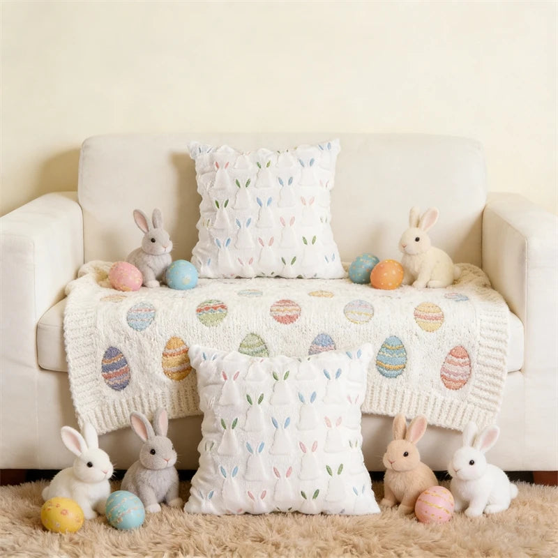 Easter Bunny Ear Pillowcase Colorful Rabbit Sofa Cushion Cover Decorative Factory Direct For Home Living Room Kids Holiday Gift Vue