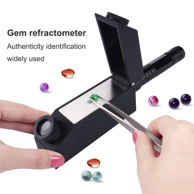 ABKW-Refractometer For Jewelry Testing Tool 1.30-1.81 Index Range With LED Flashlight For Gemstone Emerald Zircon Detection Vue