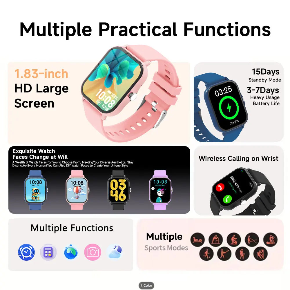 2026 New Sport Smartwatch for Android/IOS Sleep Monitoring Fitness Tracker BT Call Voice Assistant Men Women Watch Gifts Choice Vue