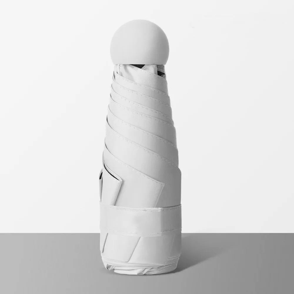 UV Protection Mini Sun Umbrella Manual Open Protable Capsule Ultra Vue White 8K Iron