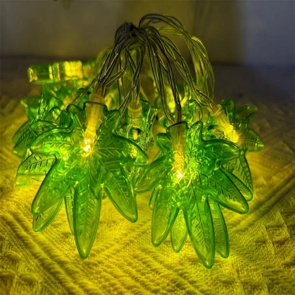 1PC 10/20 LED Green Leaf Fairy Lights, Battery-Powered, Used for Christmas, Hanukkah, Thanksgiving, New Year, Harvest Decoration Vue Warm White 1PC 3M20LED