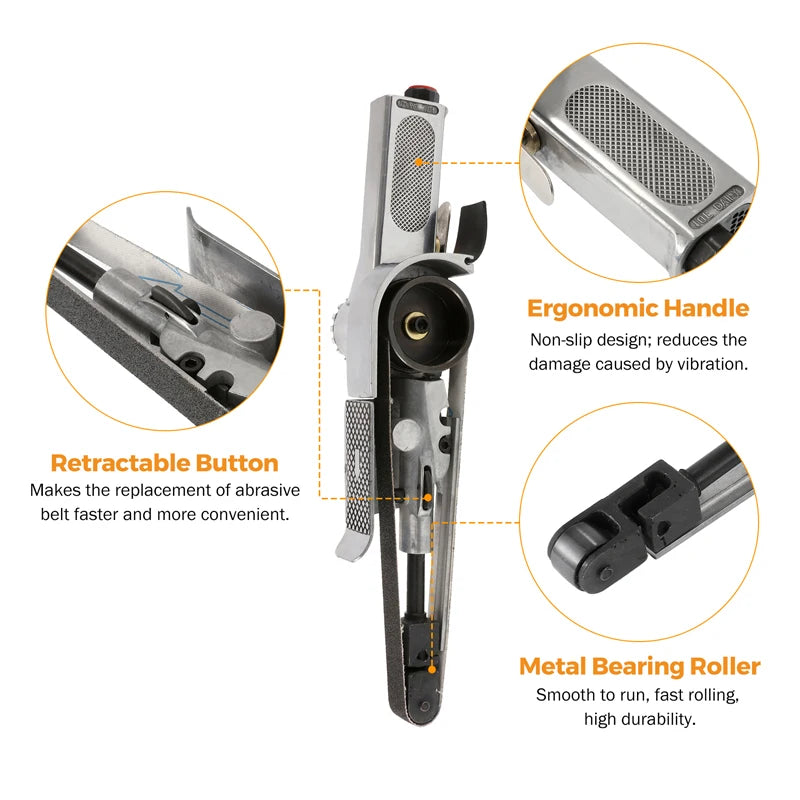 3/4" Air Belt Sander Air Angle Grinder Angle Grinding Machine with Sanding Belts for Air Compressor Sanding Pneumatic Tool Set ﻿ Vue