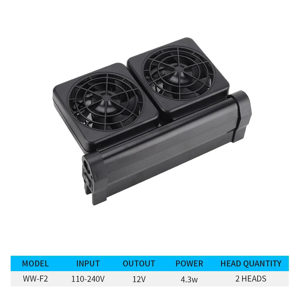 1-6 Heads 100V-240V Aquarium Cooling Fan Adjustable Aluminum Alloy Fish Tank Cooling Fan for Aquarium Fish Tank Chillers 어항 히터 Vue WW-F2 EU Plug