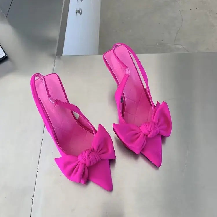 Women's Bow Pointed-Toe Stiletto Ankle Strap Sandals Stiletto Heel Sandals Vue