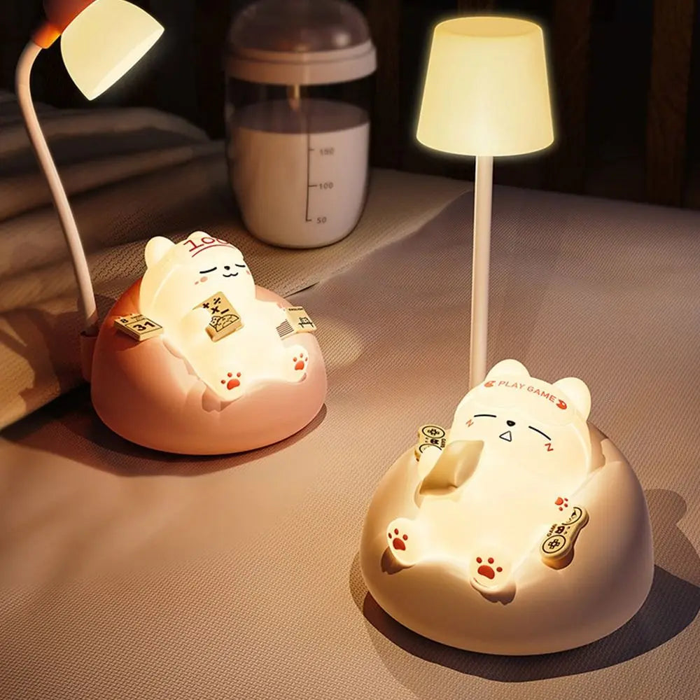 USB Charging Sleeping Cat Night Light Desktop Eye Protection Bedside Table Lamp Dimming Soft Light Sleeping Atmosphere Light Vue