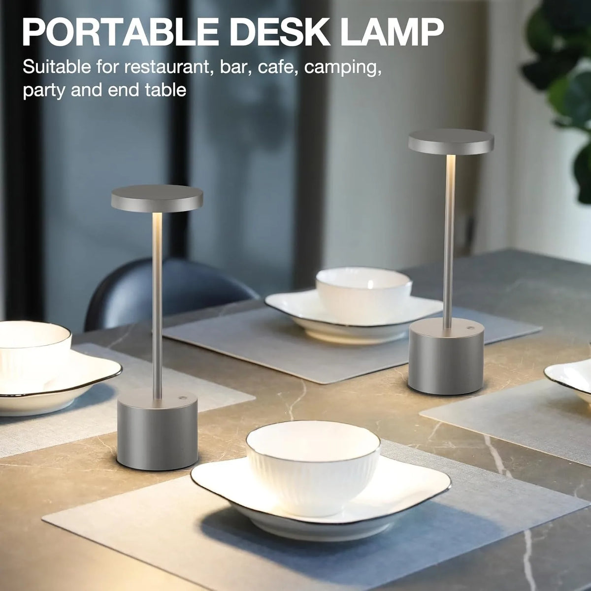 Cordless LED Table Lamp Touch Sensor Rechargeable Desktop Night Light Wireless Reading Lamp for Bedroom Hotel Bar Table Light Vue