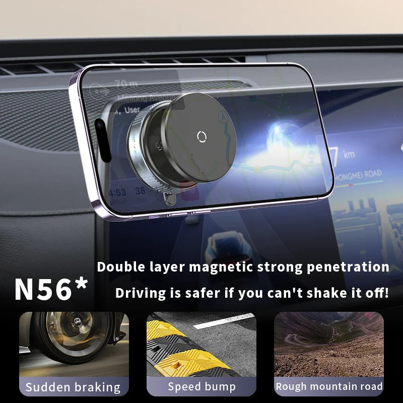 K009 Car Phone Holder Mechanical Vacuum Suction Cup Strong Magnetic Adsorption Bracket For Gym Kitchen Car Navigation Stand Vue