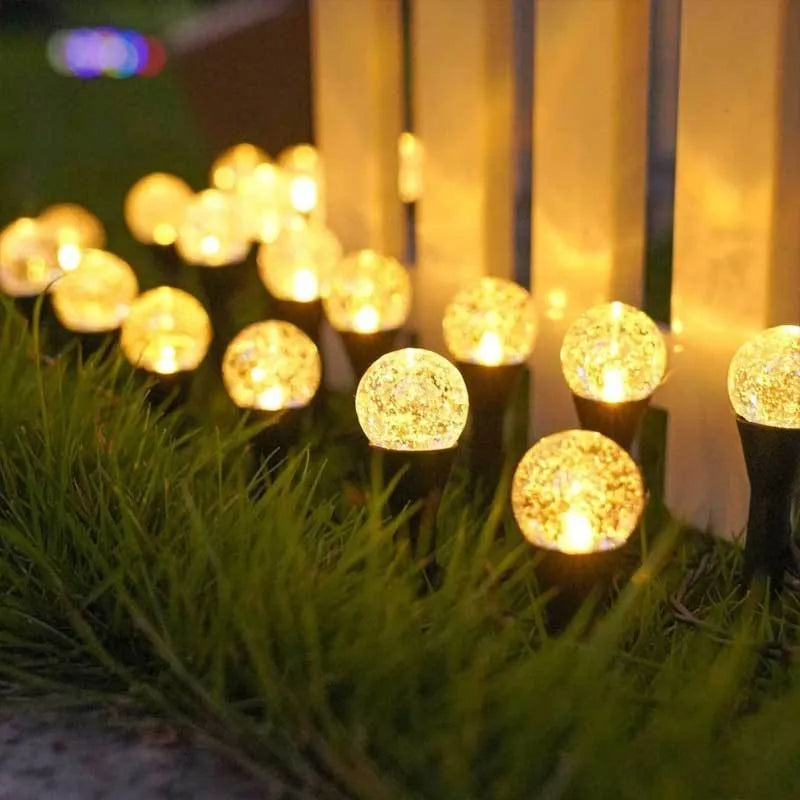 20LED Solar Bubble Lawn Lights, 8 Color Modes, Smart Dusk-to-Dawn Sensor, IPX4 Waterproof Outdoor Stake for Walkway, Garden Vue