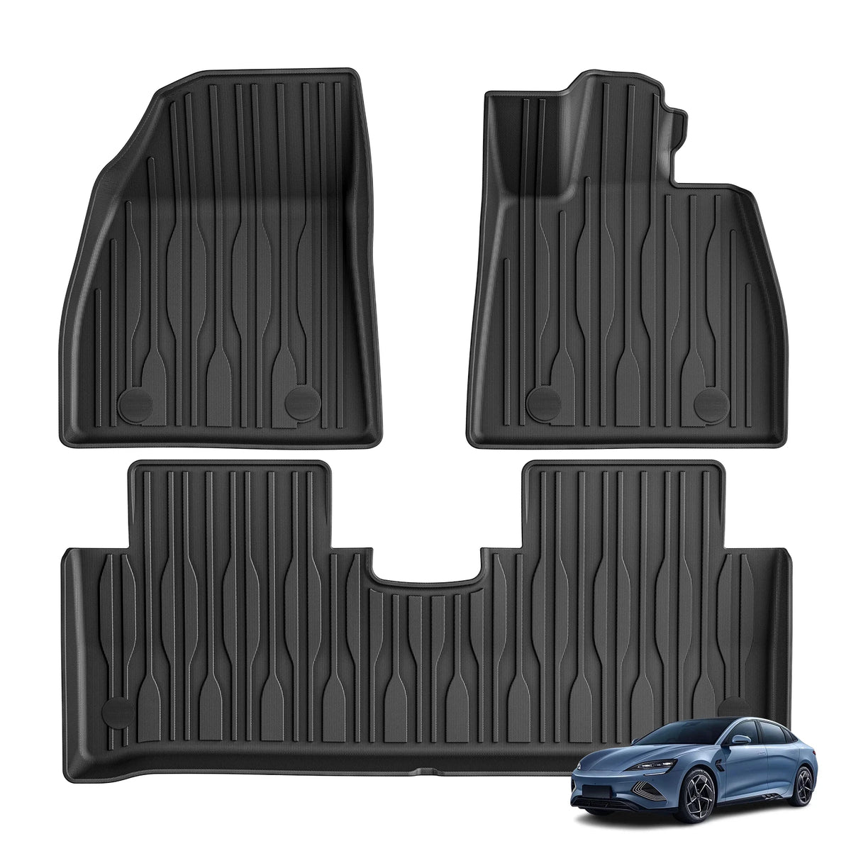 Smabee Right Drive for BYD Seal 2022-2025 Car All -Weather Floor Mats TPE 3D Foot Mat Waterproof Interior Accessories Black Vue RHD 3PCS Right Hand Drive