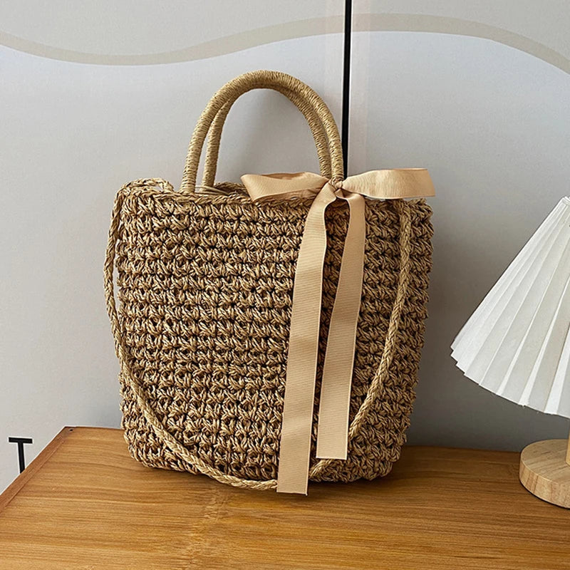 Ladies Fashion Summer Straw Crossbody Bag Women Beach Shopping Woven