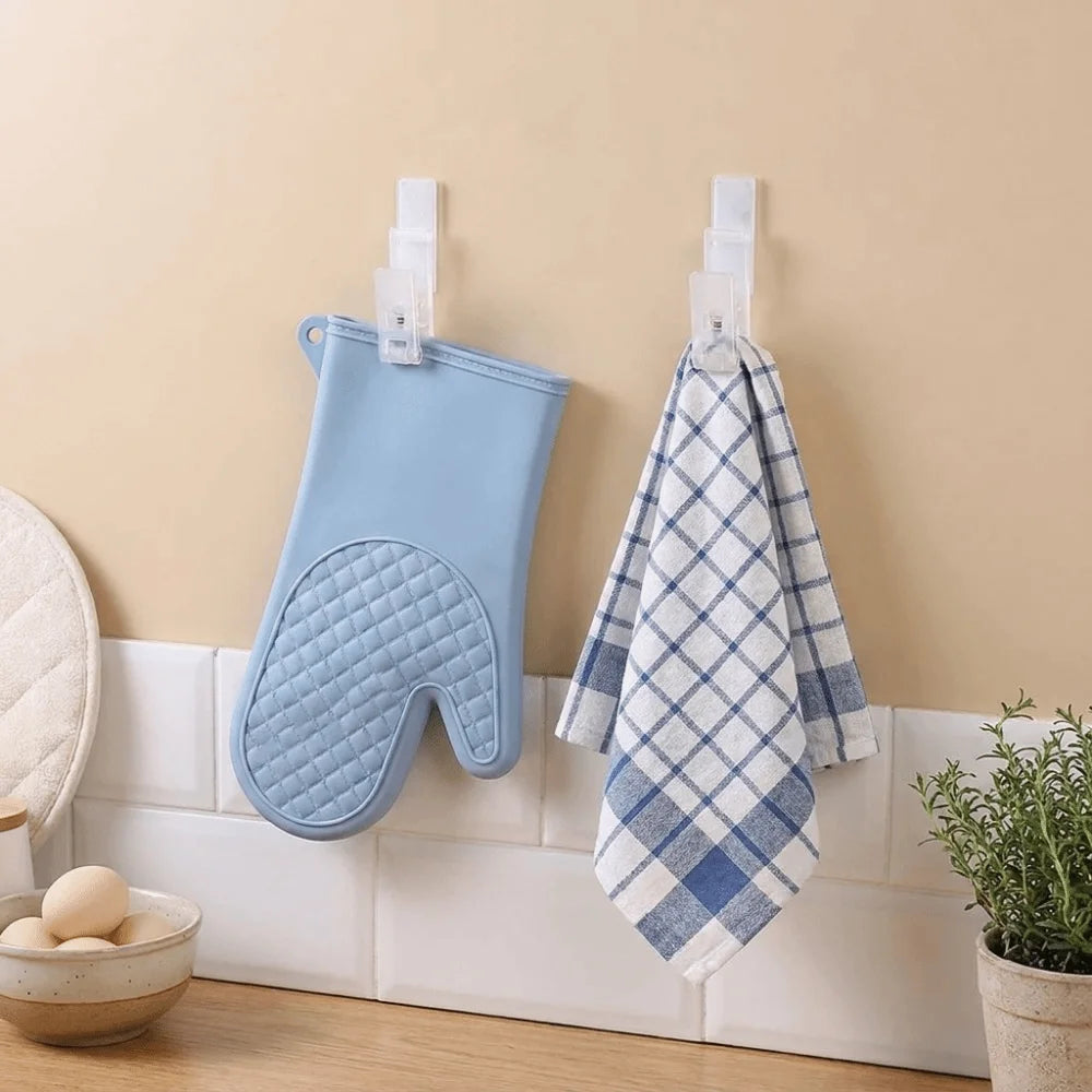6PCS Creative Plastic Folding Hanging Clip No-Punch Self Adhesive Glove Clips Anti-slip Dishcloth Clips Living Room Vue