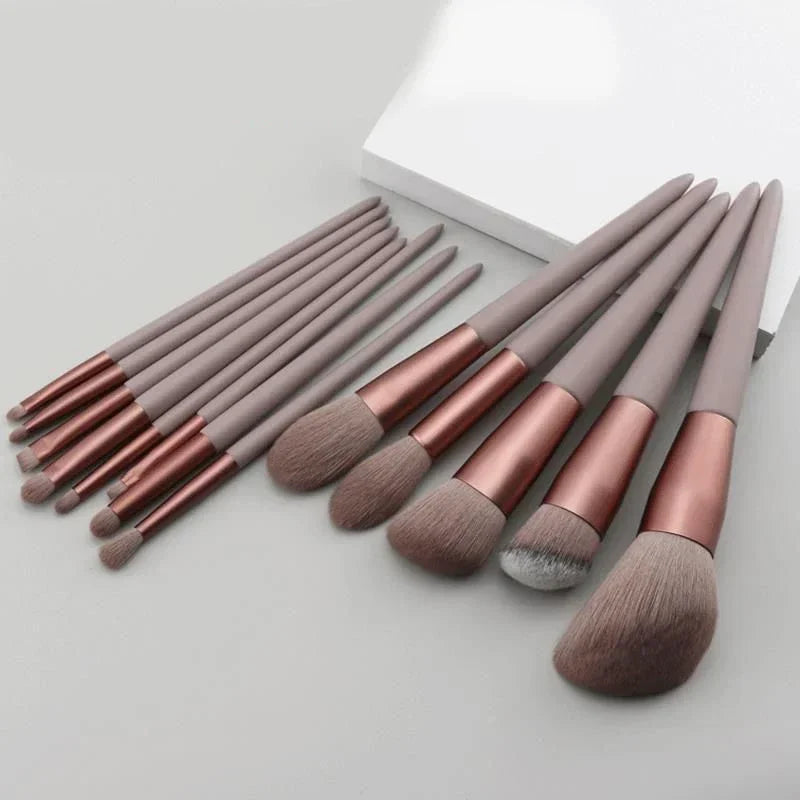 13 PCS Makeup Brushes Set Eye Shadow Foundation Women Cosmetic Brush Eyeshadow Blush Beauty Soft Make Up Tools Bag Vue red