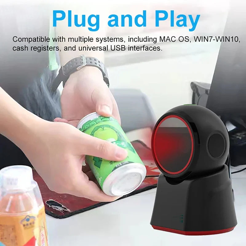 2D Barcode Scanner Platform 1D/2D Bar Code Scanner Reader QR PDF417 Wired Desktop Portable QR Image Scan for Store Supermarket Vue