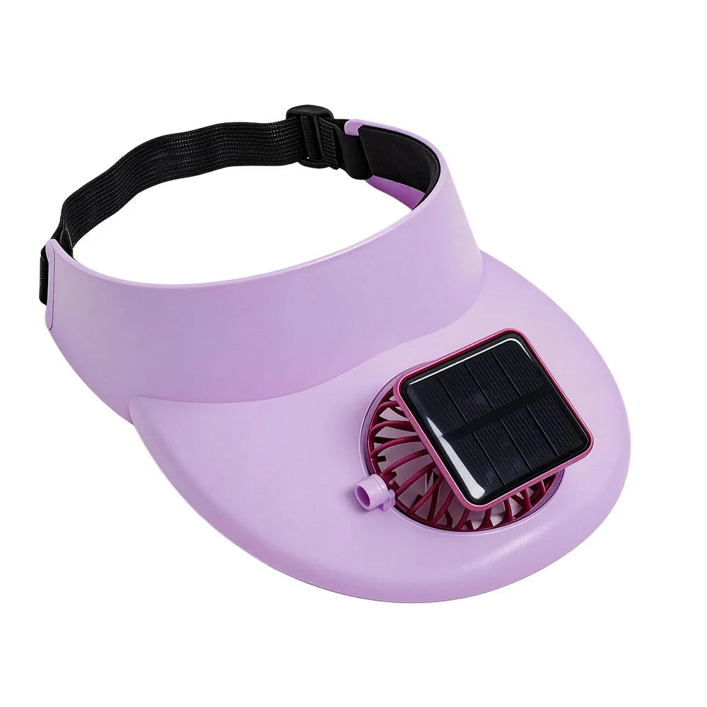 Breathable Summer Fan Sunhat Sun Protection Strong Wind Solar Fan Cap Summer Activity Wide Brim Fisherman Hat Usb/Solar Powered Vue Purple