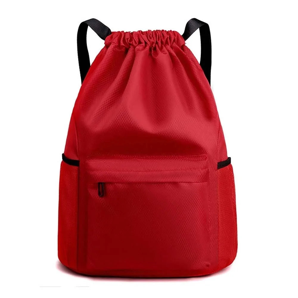 Portable Gym Drawstring Bag Quick Drying Large Capacity Oxford Cloth Backpack Adjustable Straps Anti-splash Water Vue Red