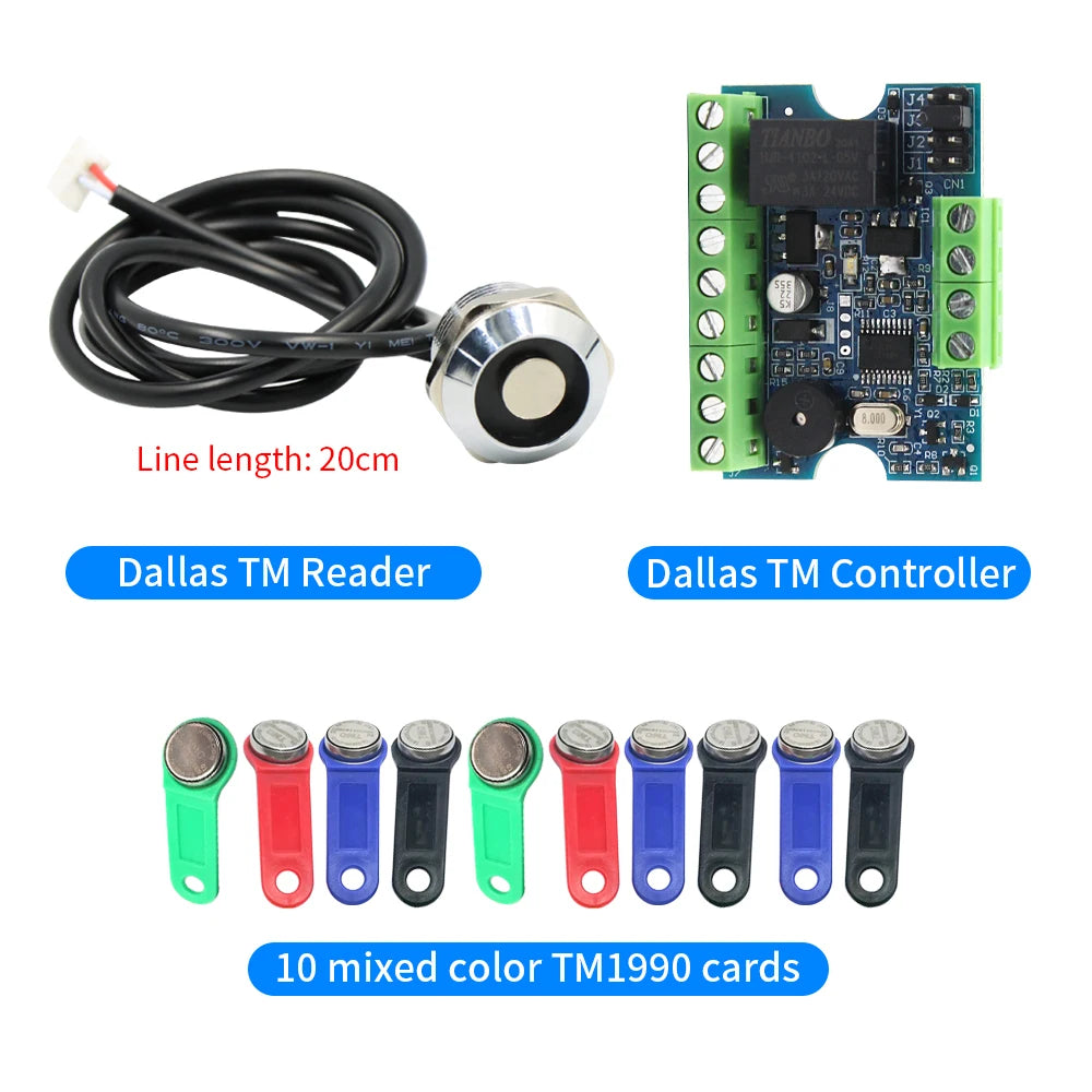 Ibutton Dallas Access Controller Sets Electric Door Access Control System Kit Wiegand WG26-44 RFID Reader TM Touch Memory Reader Vue Touch Memory kit4