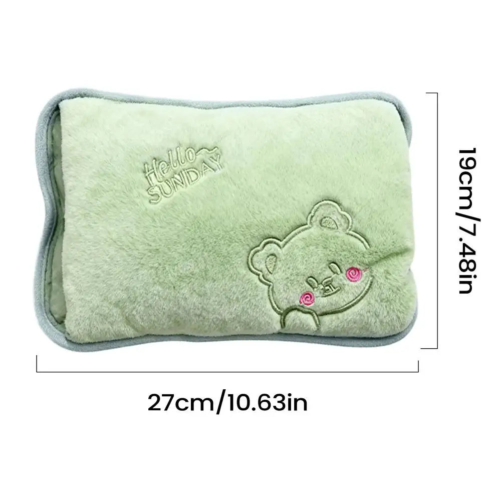 Hot Water Bottle Rechargeable Leak-Proof Hand Warme Hot Water Bag with Soft Cover for Period Cramps Muscles Neck Legs Belly Body Vue Green