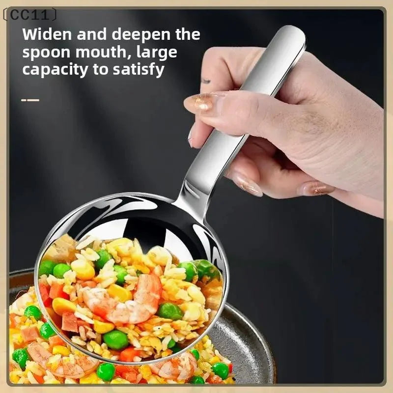 〔CC11〕Stainless Steel Deepen Tablespoons Soup Ladle Short Handle Large Ramen Bouillon Spoon Kitchen Tableware Cooking Utensils Vue