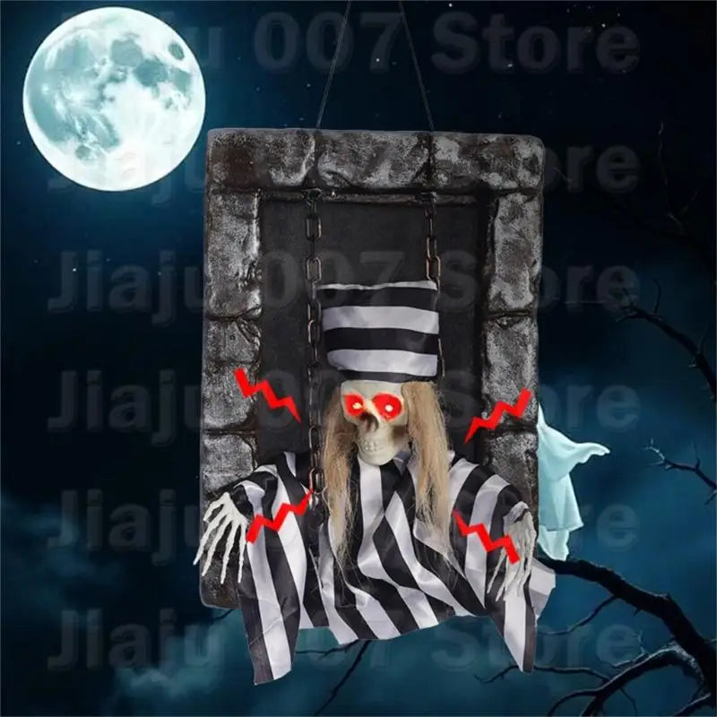 Motion-Activated Hanging Ghost Gravestone | Glowing Eyes & Sounds Halloween Decoration Vue