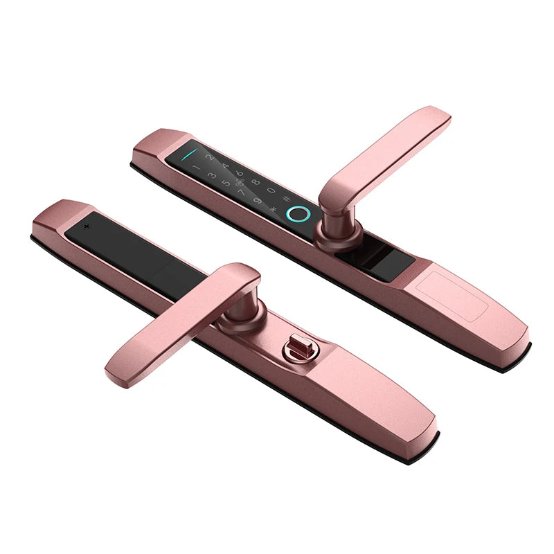 Zinc Alloy Tuya Smart Home Fingerprint Lock With Tuya Wifi APP IC Card Code Keyless Smart Electronic Aluminum Sliding Door Lock Vue ROSE GOLD