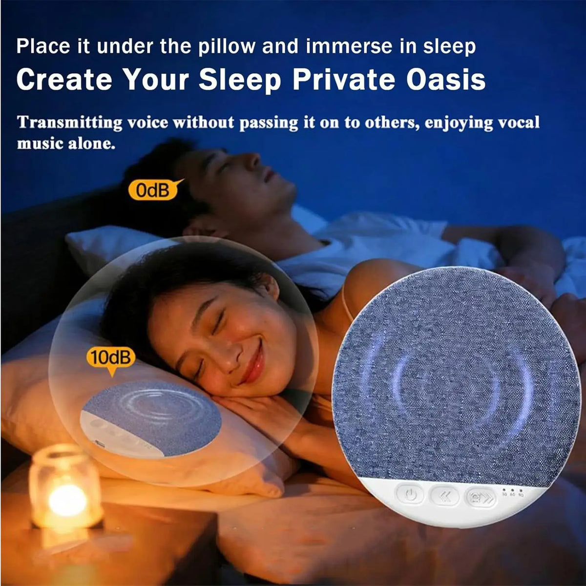 Pillow Speaker Professional Rechargeable Wireless White Noise Sound Machine for Sleeping Adults for Indoor Outdoor Office Hotel Vue