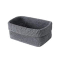 Handwoven Cotton Rope Storage Basket Rectangle Large Capacity Knitted Storage Basket Breathable Moisture-proof Vue Grey L