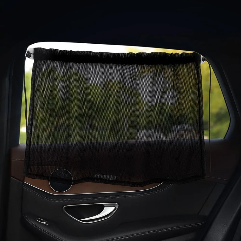 Black Suction Cup Curtain UV Protection Universal Side Window Car