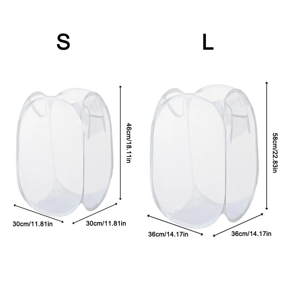 Large Capacity Dirty Laundry Basket Foldable Mesh Clothes Hamper Portable Ventilated Skeleton Storage Bin for Bathroom Bedroom Vue