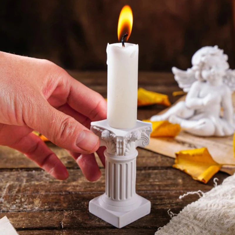 Roman Pillar Greek Column Statue Pedestal Candlestick Stand Figurine Sculpture Indoor Home Dinning Room Garden Scenery Decor Vue