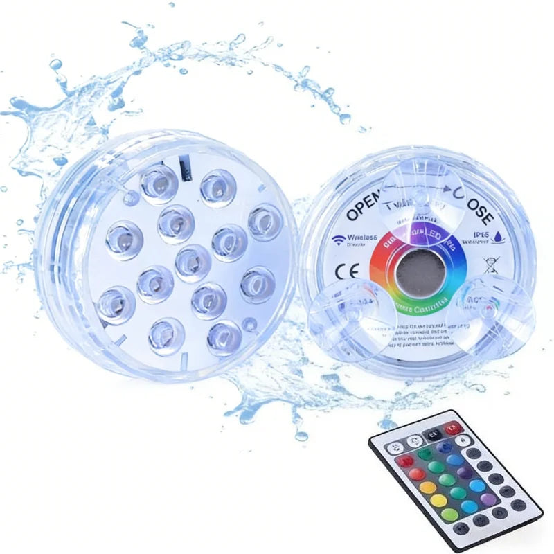 USB Pool Lights Rechargeable Submersible LED Lights with Remote RF IP68 Underwater Waterproof Pond Light for Inground Pool Decor Vue