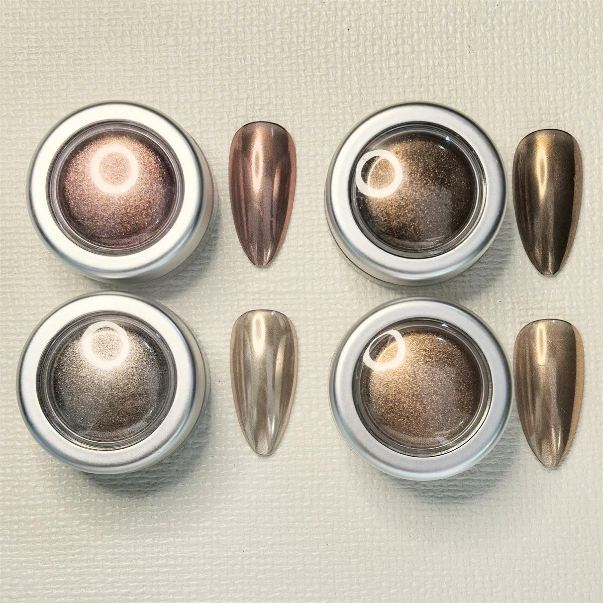 4pcs Magic Mirror Nail Sparkling Powder Gold Silver Pigments Trendy Dust Cleaning Nail Art Creation Accessories Tools Winter Vue
