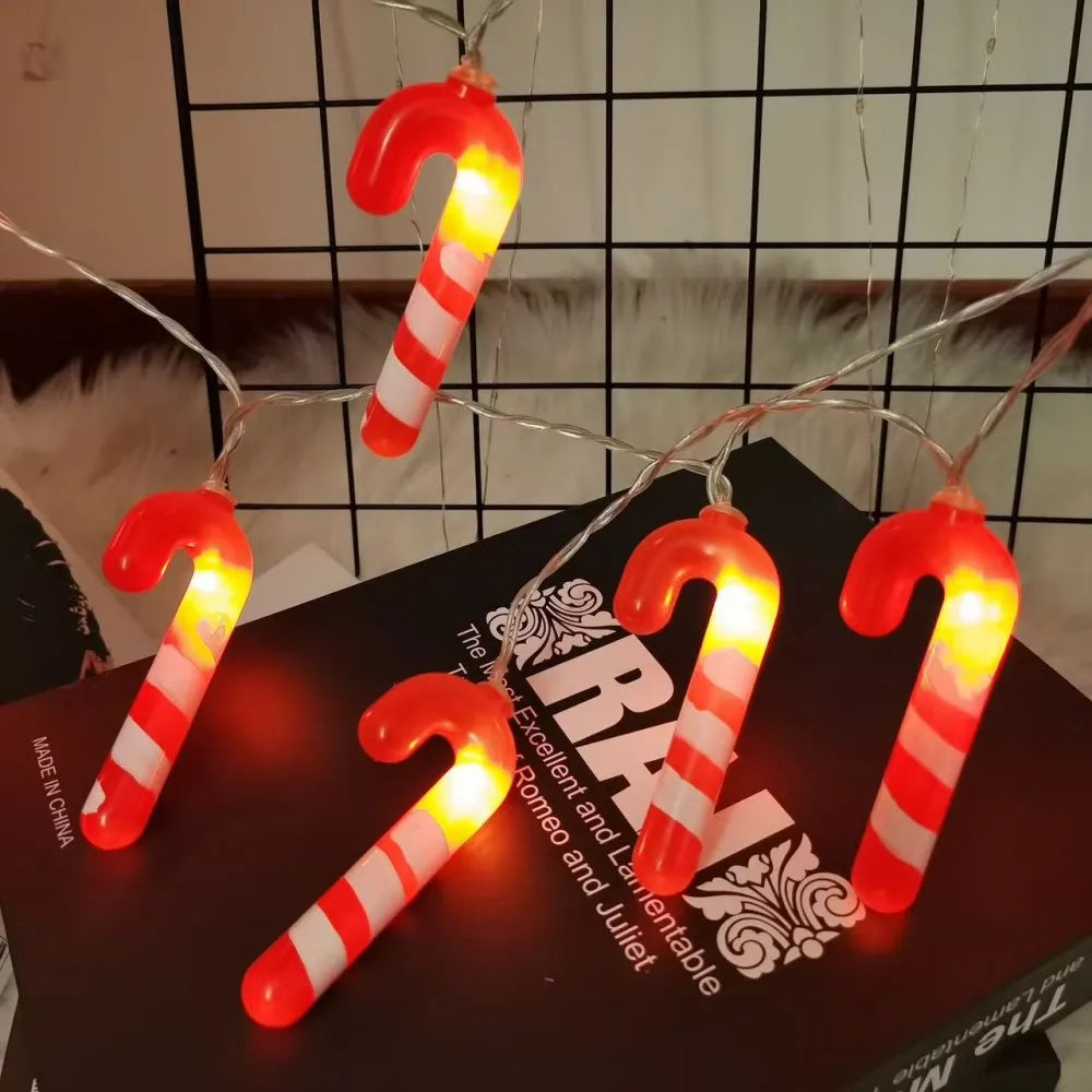 1PC 1.5M/3M Christmas battery box small cane light string,powered by AA batteries,excluding battery,Christmas decoration Vue Warm white 1PC 1.5M10LED