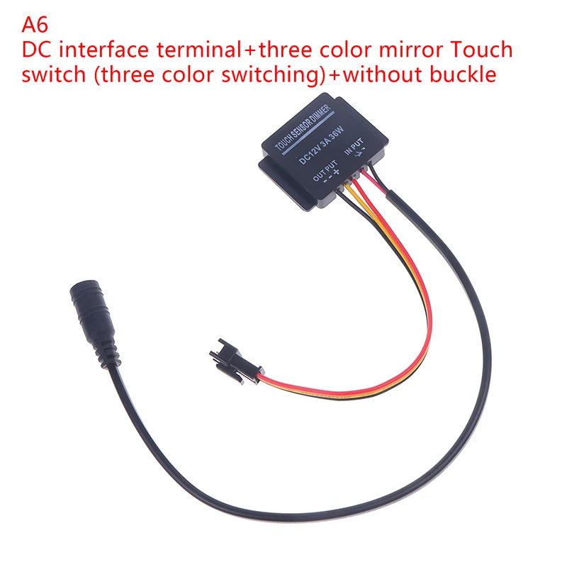 For Led Light Headlight Monochromatic Three Color Infinite Dimming DC 12-24V Bathroom Mirror Touch Induction Switch Sensor Vue DC Tricolor