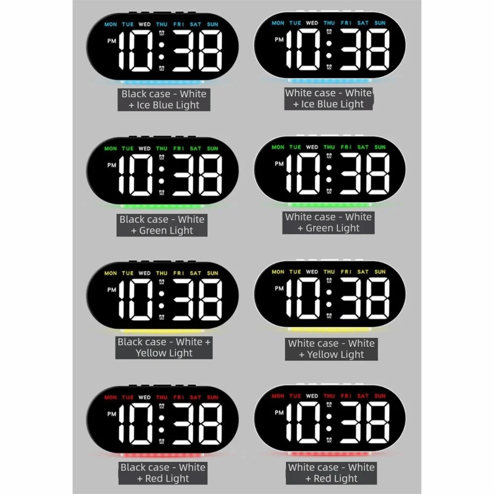 Large Screen Digital Alarm Clock Minimalist Design Night Light LED Electronic Clock Stylish Adjustable Brightness Vue