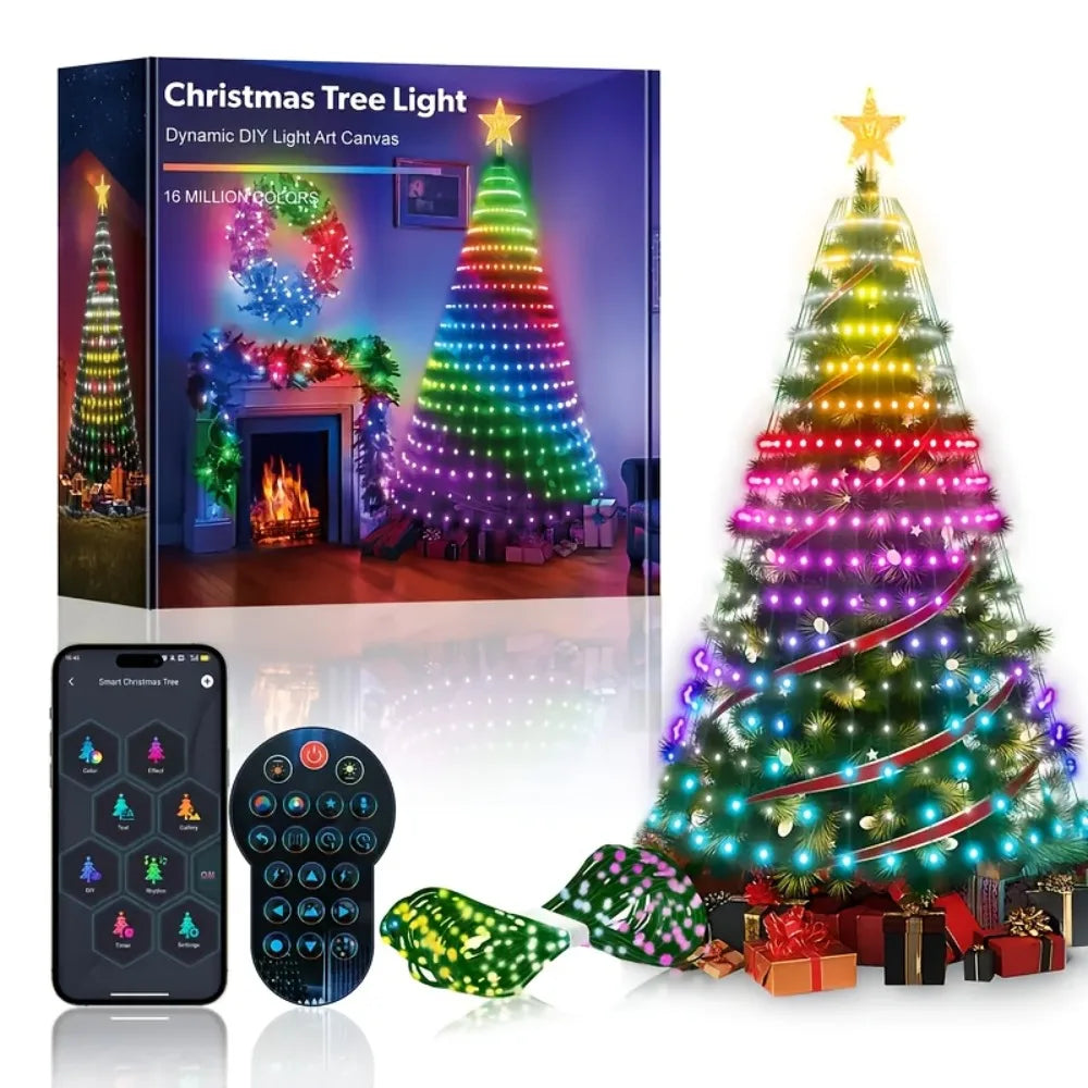 Smart Christmas Tree Light Christmas String Lights APP Remote Control DIY Pattern for Indoor Outdoor Christmas Tree Decorations Vue