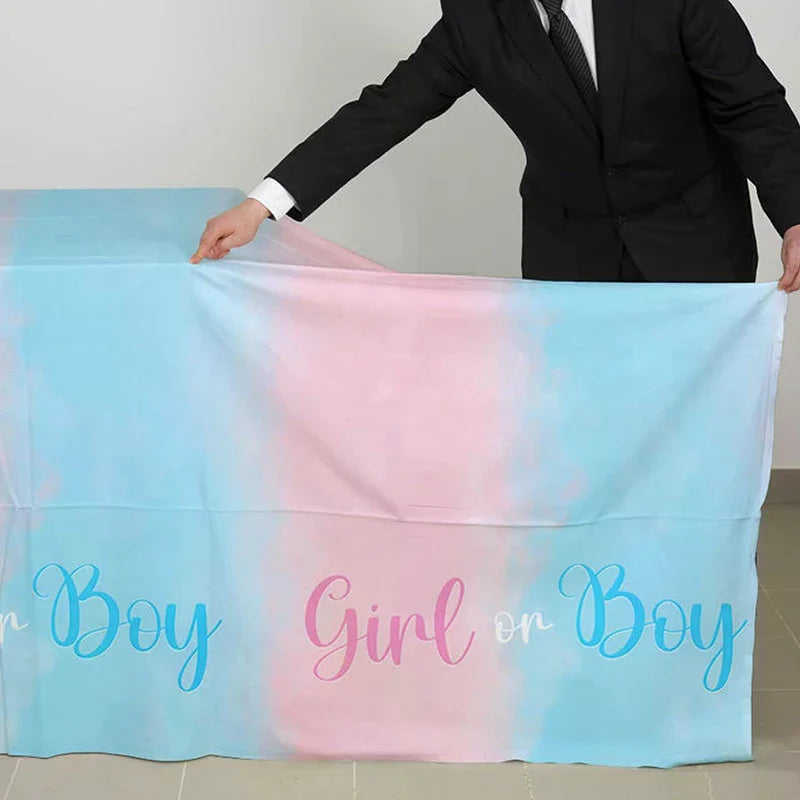 Gender Reveal Tablecloth Pink Blue Rectangular Plastic Table Cover