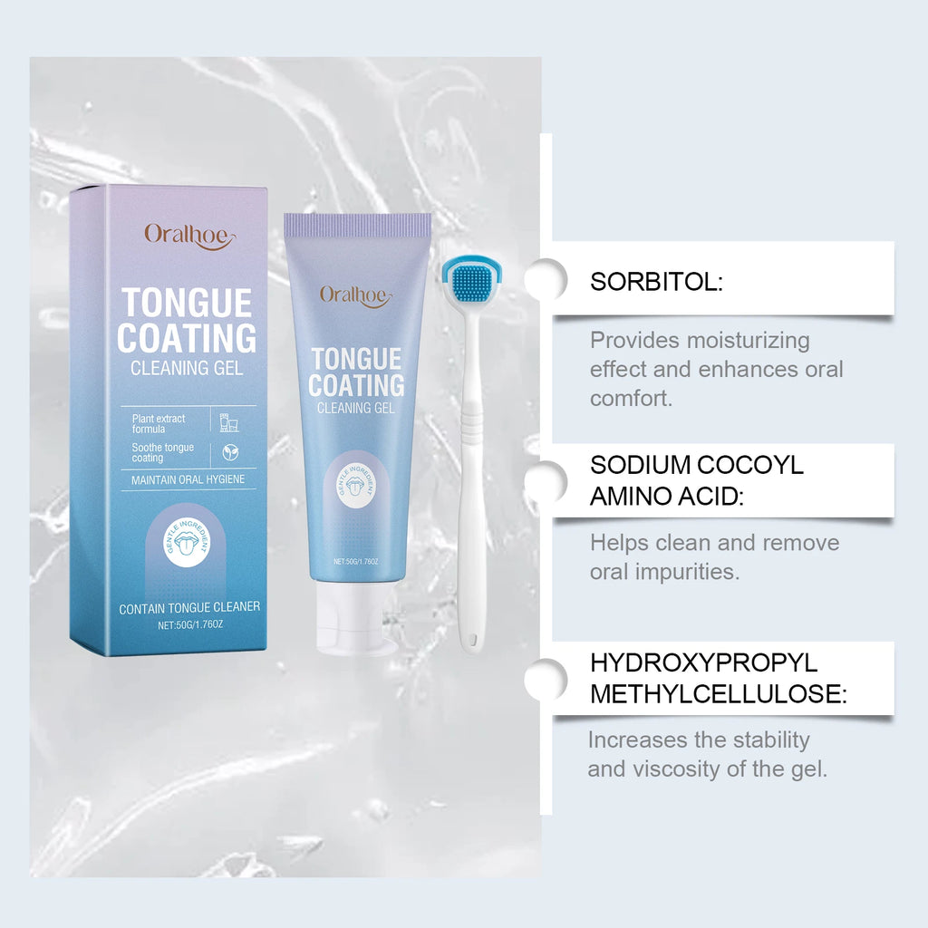 Tongue Cleaner For Remove Tongue Coating Inhibit Oral Bacteria Improve Bad Breath Freshener Tongue Cleansing Gel Toothbrush Set Vue